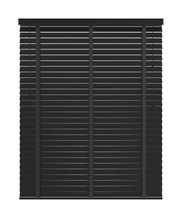 50mm Black Thermal Real Wooden Blind with Tapes 'Any Colour You Like' lowered