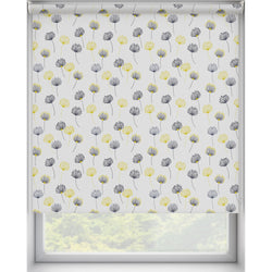 Multi Coloured White & Yellow Floral Patterned Dim Out Roller Blind 'Citrus Wishes' raised