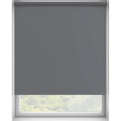 Plain Grey Dim Out Roller Blind 'One Shade of Grey' raised