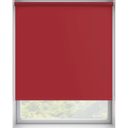 Plain Red Dim Out Roller Blind 'Roses Are' raised
