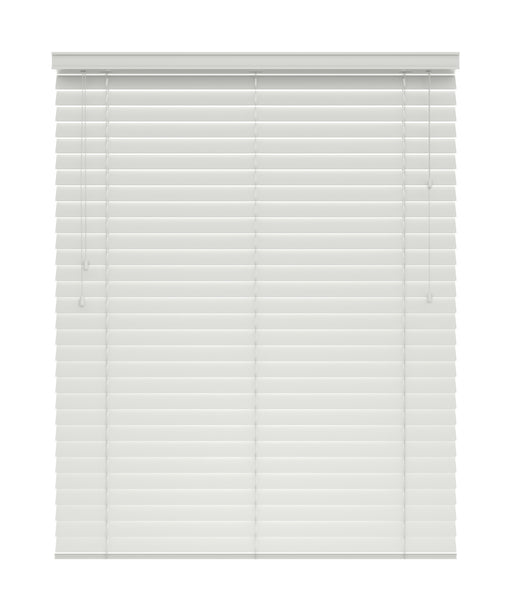 50mm White Thermal White Real Wooden Blinds 'Better with gloss' lowered