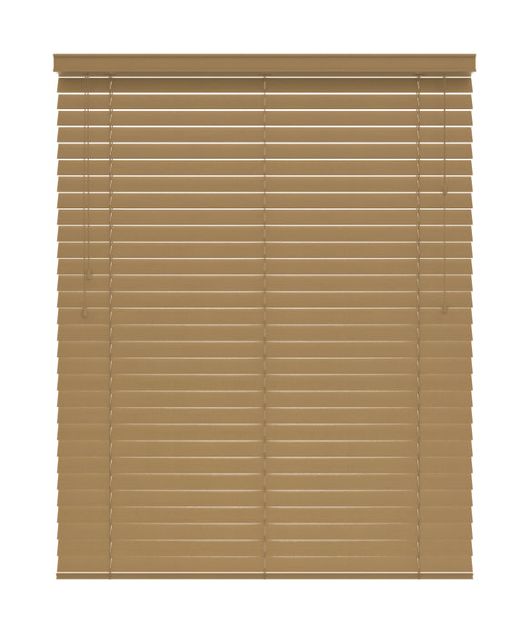50mm Brown Thermal Real Wooden Blind 'A Dash Of Grain' lowered