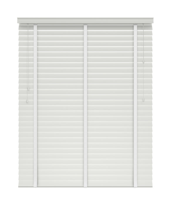 50mm Gloss White Thermal Real Wooden Blind with Tapes 'Glamorous Gloss' lowered