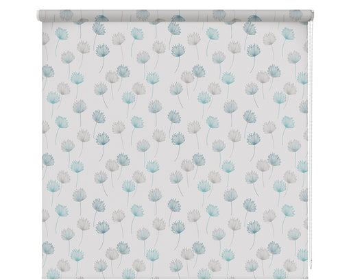 Multi Coloured Grey & White Floral Patterned Dim Out Roller Blind 'Ocean Wishes' lowered