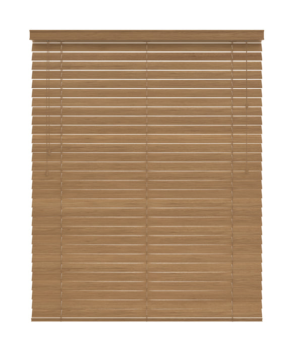 50mm Brown Thermal Real Wooden Blind 'Straight Outta Nature' lowered