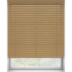 50mm Brown Thermal Real Wooden Blind 'A Dash of Grain' raised