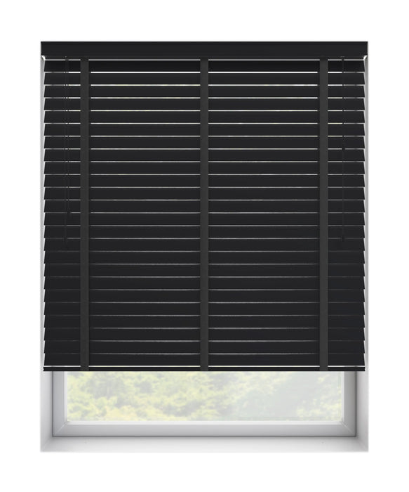50mm Black Thermal Real Wooden Blind with Tapes 'Any Colour You Like'