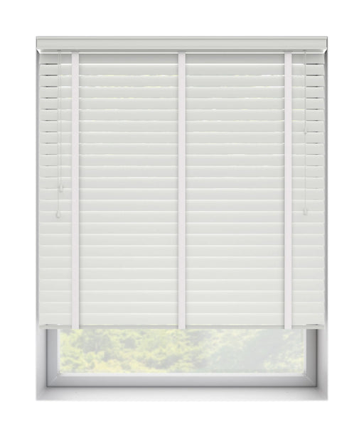 50mm Gloss White Thermal Real Wooden Blind with Tapes 'Glamorous gloss' raised
