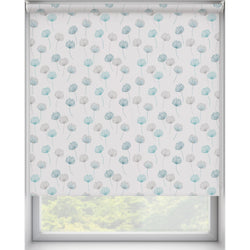 Multi Coloured Grey & White Floral Patterned Dim Out Roller Blind 'Ocean Wishes' raised