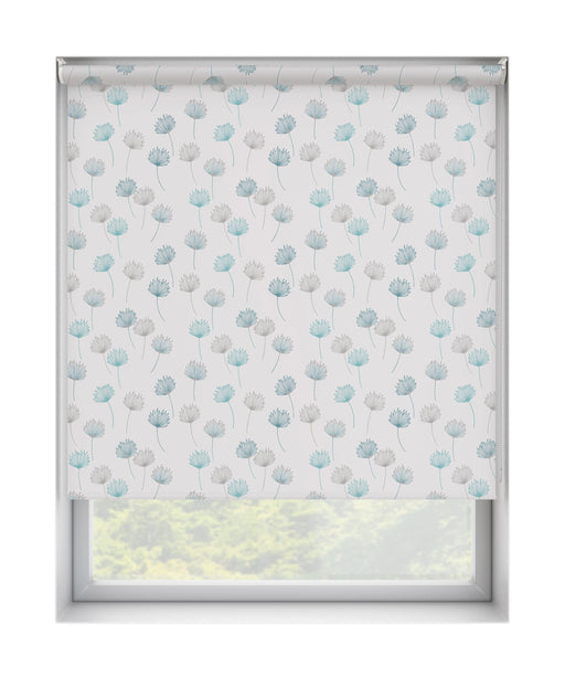 Multi Coloured Grey & White Floral Patterned Dim Out Roller Blind 'Ocean Wishes' raised