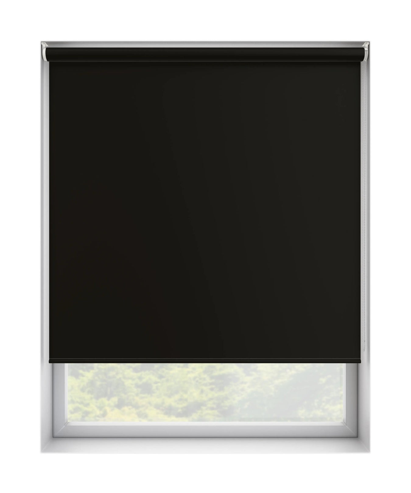 Plain Black Waterproof Thermal Blackout Roller Blind 'The Dark Blind' raised