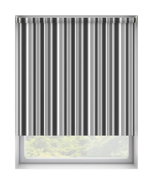 Multi Coloured Grey Striped Dim Out Roller Blind 'The Grey Stripes' raised