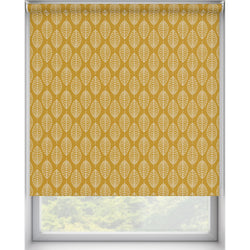 Multi Coloured Yellow Floral Patterned Waterproof Thermal Blackout Roller Blind 'Yellow Loopy Leaves' raised